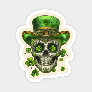 Sugar Skull St Patrick Day of the Dead Lucky Shamrock Magnet