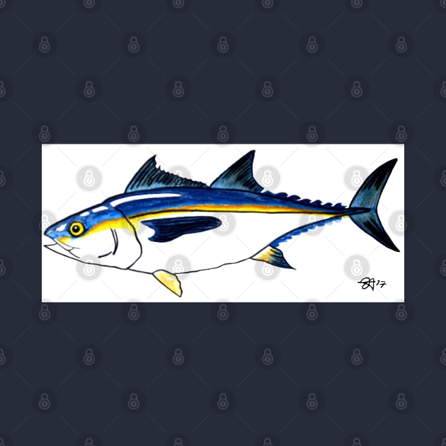 BlackFin Tuna Deep Sea Fishing Fish Deep Sea Sportsman Fisherman Man Cave by JackieCarpenterArt