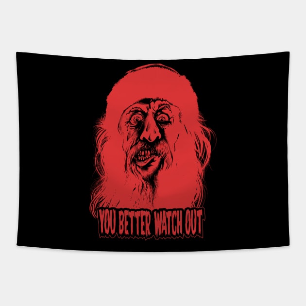 Evil Santa (red version) Tapestry by wildsidecomix
