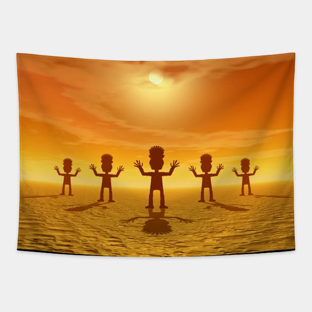 Zombies of the Desert Tapestry by perkinsdesigns