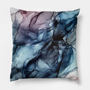 Blush and Darkness Abstract Alcohol Ink Painting Pillow