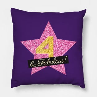 4th Birthday Gifts Women Fabulous - Pink Gold Pillow