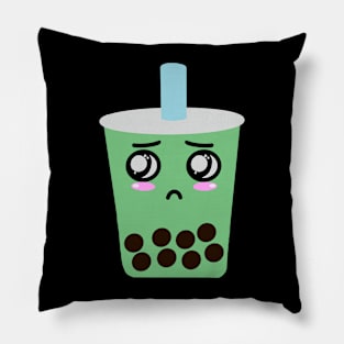 Sad matcha boba Pillow