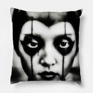 Japanese horror woman face, indie art Pillow