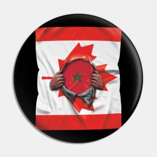 Morocco Flag Canadian Flag Ripped Open - Gift for Moroccan From Morocco Pin