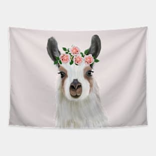 Flower Crown Llama Tapestry