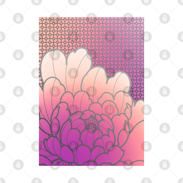 lilac peony flower on geometric wallpaper background by weilertsen