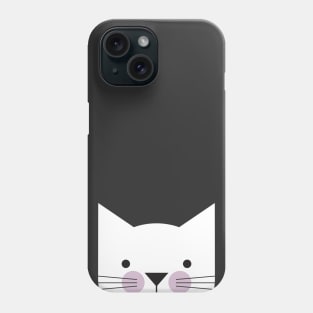 Peek-a-Boo Kitty, Black and White with Lavender Cheeks Phone Case