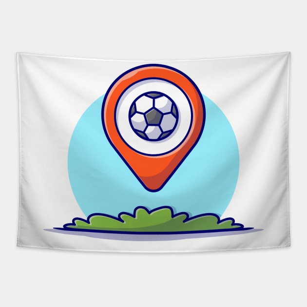 Location Map With Soccer Cartoon Vector Icon Illustration Tapestry by Catalyst Labs