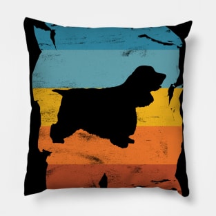 Cocker Spaniel Distressed Vintage Retro Silhouette Pillow