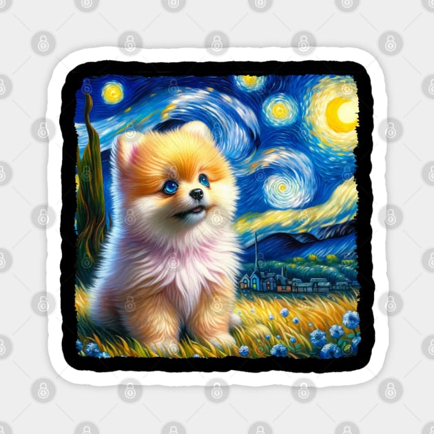 Starry Pomeranian Portrait - Dog Portrait Magnet by starry_night