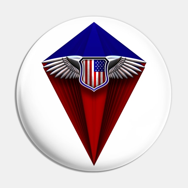 Flying American flag 3D shield Pin by DrewskiDesignz