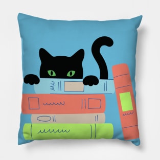 Funny Cute Kawaii Anime Book Reading Bookworm Peeking Cat Pillow