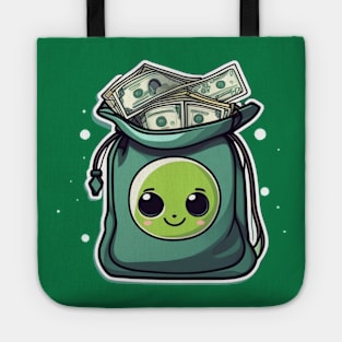 Cute alien on bag full of money Tote