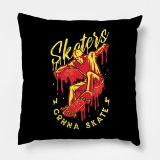 Skaters Gonna Skate // Retro Skateboarding Vintage Skater Pillow