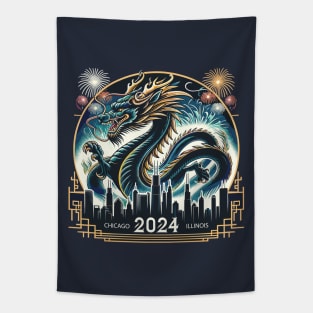 Dragon Over Chicago - 2024 Lunar New Year Tapestry