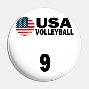 USA Volleyball #9 T-shirt Design Pin