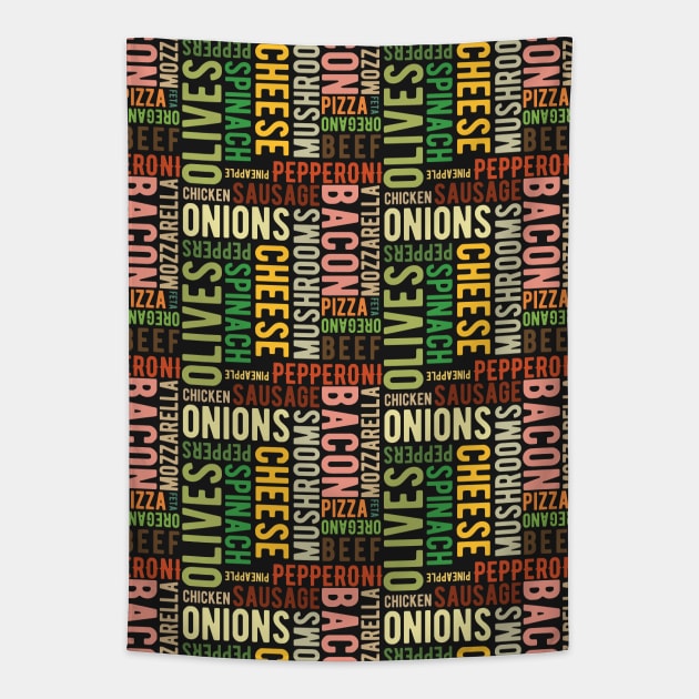 PIZZA TOPPINGS PATTERN Tapestry by officegeekshop