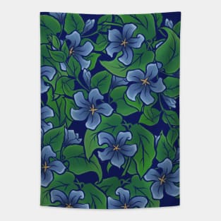 Blue Floral Pattern Tapestry