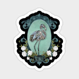 Wonderful elegant flamingo with flowers Magnet