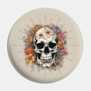 Skull with flowers Pin