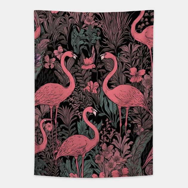 Pink Flamingos Tapestry by Time Travelers Nostalgia
