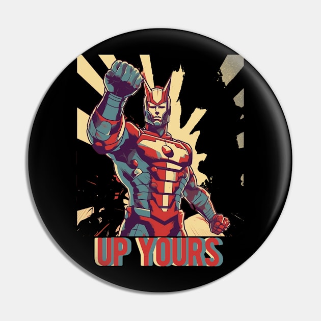 Ultraman Super Hero Parody Propaganda Retro Style Pin by TOKEBI