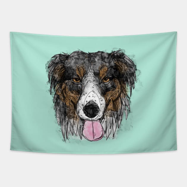 Black Tri Aussie Tapestry by InkedinRed