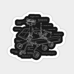 Mars Rover Blueprint White Magnet