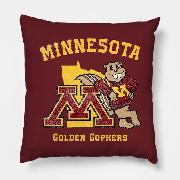 Vintage minnesota gophers mascott for fans Pillow by Claessens_art