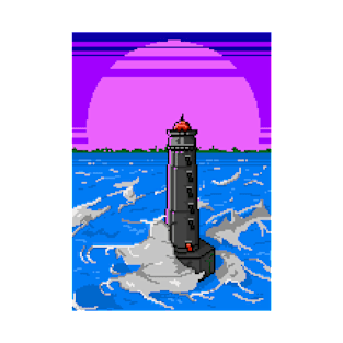 lighthouse synthwave pixel T-Shirt