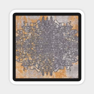 Grey & Yellow Abstract Art Magnet
