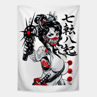 Samurai Cool Geisha Vaporwave Samurai Tapestry