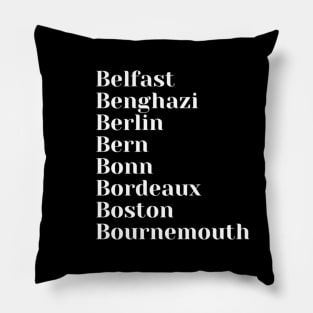 Famous Cities starting with B Mug, Mask, Pin Pillow