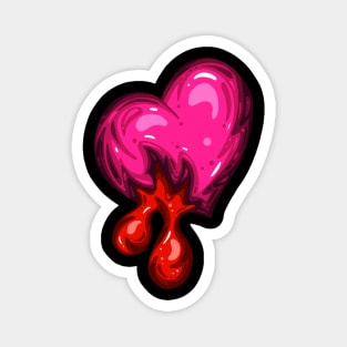 Pink Dead Zombie Heart Cartoon Illustration with Blood and for Valentines Day or Halloween Magnet