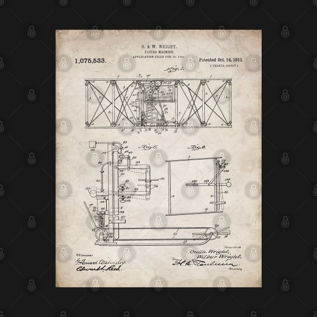 Wright Brothers Aircraft Patent - Aviation Art - Antique by patentpress