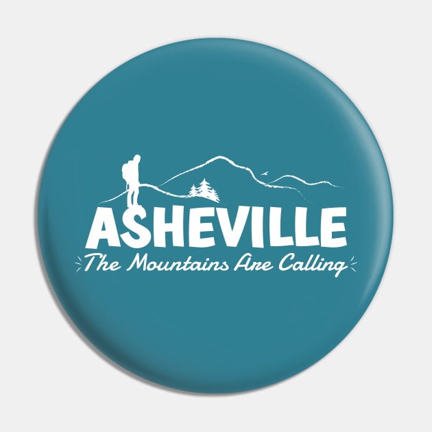 The Mountains Are Calling - Asheville, NC - WO Teal 02 Pin by AVL Merch