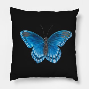 Bright Blue Butterfly Illustration Pillow