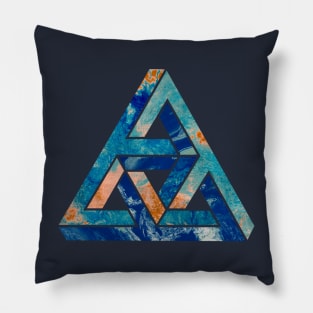 impossible triangle blue Pillow