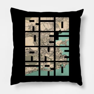 Rio de Janeiro, Brazil City Map - Vintage Pillow