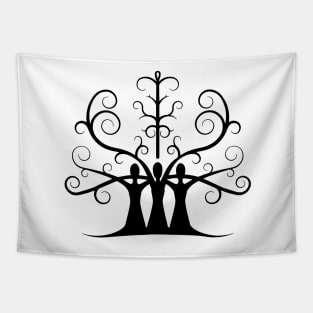 Three Sisters Tree Of Life (Black Version) Tapestry