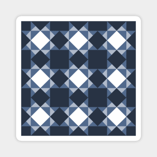 Blue and White Missouri Star Patchwork Pattern Magnet