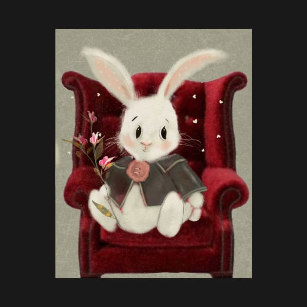 Rabbit in red Velvet Chair. by atep