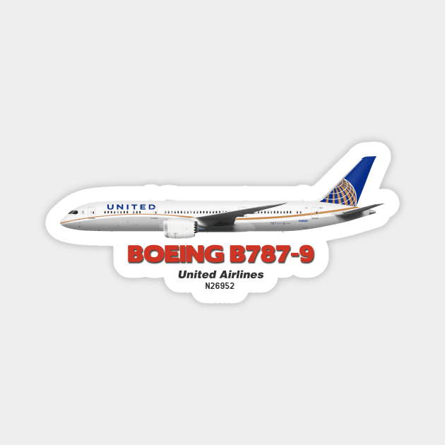 Boeing B787-9 - United Airlines Magnet by TheArtofFlying