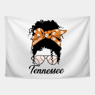 Tennessee Messy Bun Baseball Players Fans I Love Tennessee Tapestry