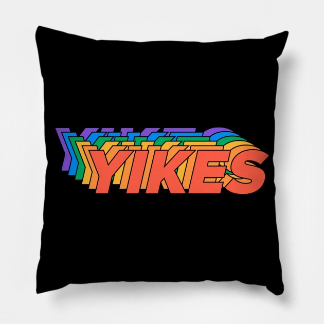 YIKES - Gay Pride - LGBT Rainbow Typographic Pillow by LGBT