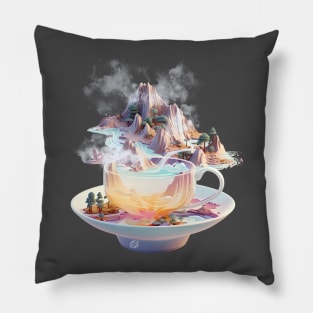 Dreamlike surreal fantasy of a cup of tea Pillow