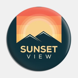 Retro Sunset View Pin