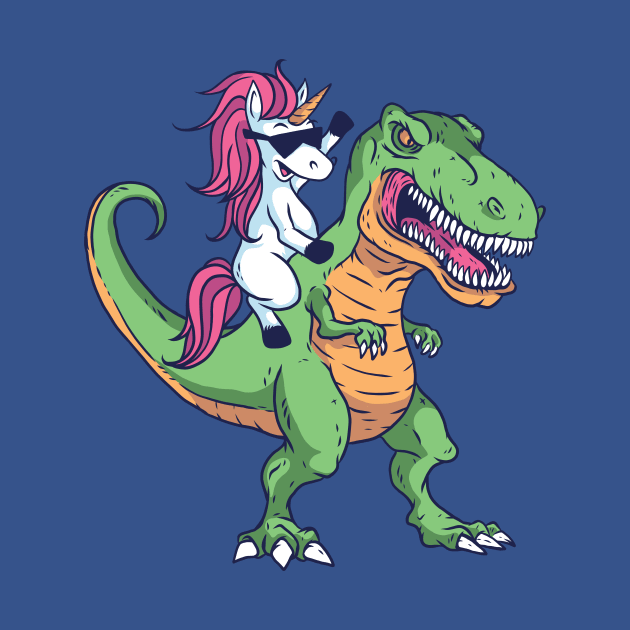 Cute Unicorn Riding T-Rex by SLAG_Creative