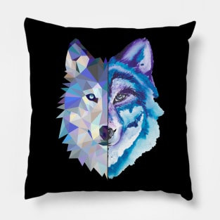 Geometric Wolf Pillow